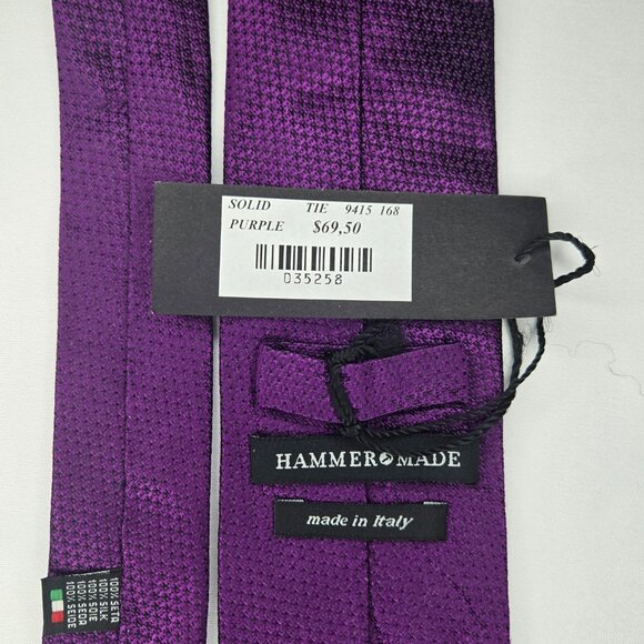 Hammer Made Limited Edition All Silk Solid Purple Neck Tie Made In Italy - Picture 5 of 8